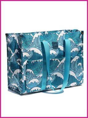 Waterproof Canvas Utility Tote Bag Zip Top Teacher Work Beach